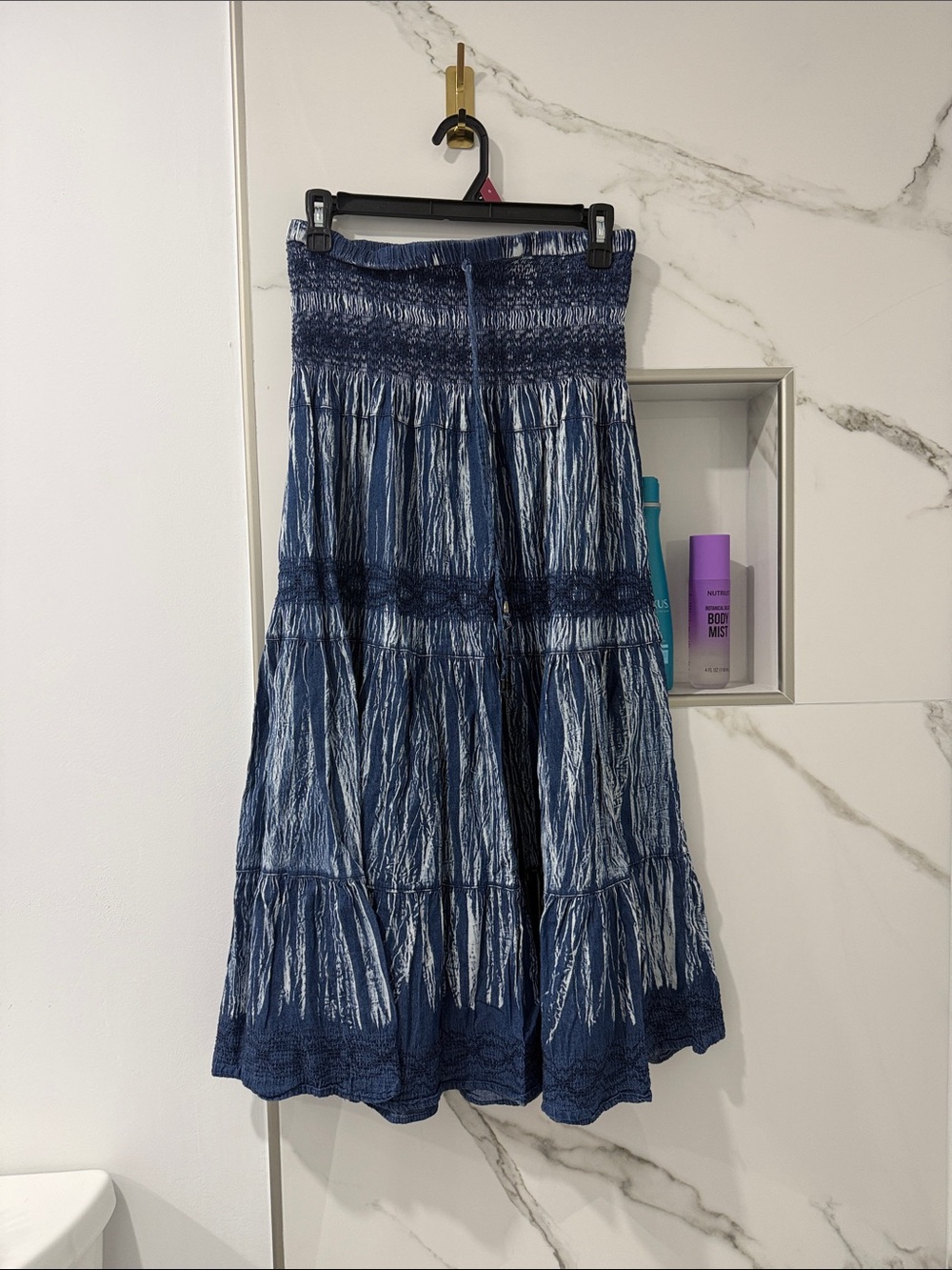 Blue Smocked Tiered Maxi Skirt - Women
